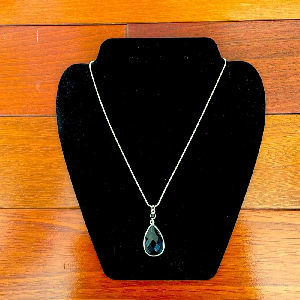 Silver  beautiful necklace. Black onyx alike stone. Elegance and style